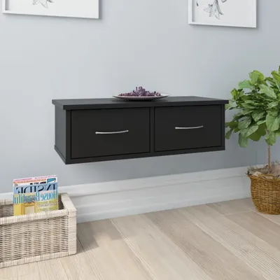 Produktbild von vidaXL Wand-Schubladenregal Schwarz 60x26x18,5 cm Holzwerkstoff
