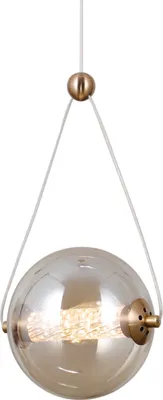 Image de Lampe suspendue moderne pour cuisine salon verre doré boule ambre couleur chaude LED 6W RASTIA Italux