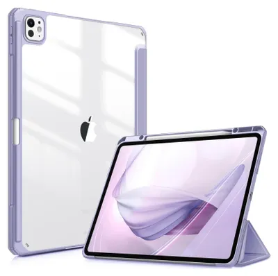 Produktbild von Fintie Hybrid Hülle für iPad Pro 13 Zoll (M4) 2024 mit Stifthalter - Stoßfeste Schutzhülle mit transparenter Hartschale auf der Rückseite Case für 13" iPad Pro M4, Violett