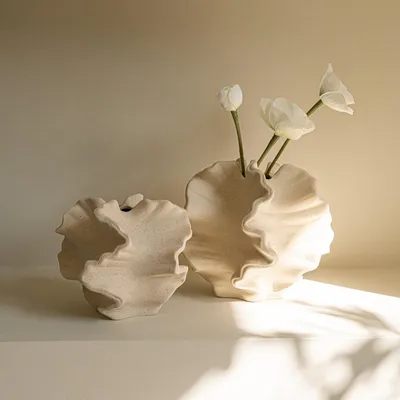 Produktbild von Indore Home - Korallenvasen-Set - Keramikvase - Dekorative Accessoires - Weiß