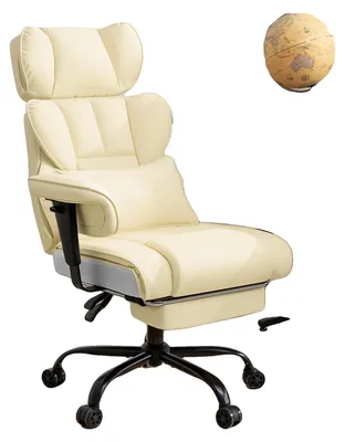 Zdjęcie produktu dla Krzesło biurowe, ergonomiczna konstrukcja, z podnóżkiem, jasnobrązowe