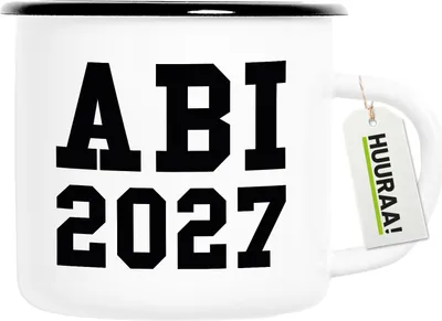 Produktbild von Huuraa Emaille Tasse ABI 2027 Abitur 300ml Vintage Campingbecher Geschenkidee
