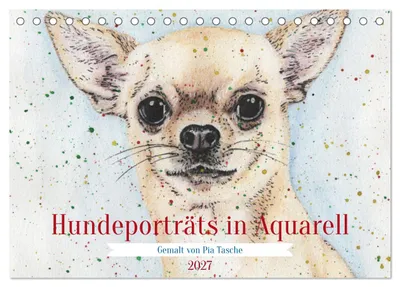 Produktbild von Hundeporträts in Aquarell (Tischkalender 2027 DIN A5 quer), CALVENDO Monatskalender