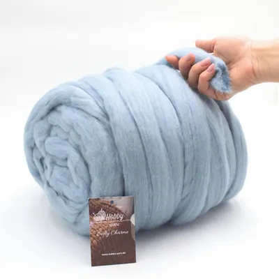 Immagine prodotto di Hobby YARN - Softy Charme – 100% lana vergine, 1 kg, Lana XXL per infeltrimento, filato extra spesso per infeltrimento a secco e a umido 41477 Glacier Mist