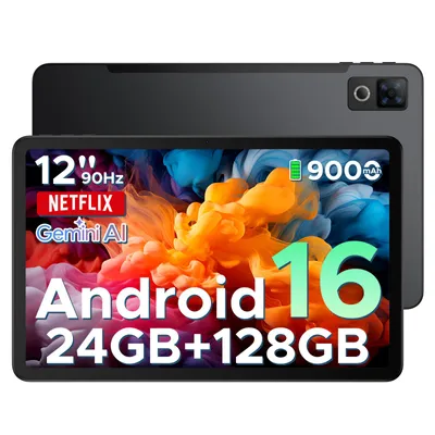Produktbild von DOOGEE U12 Tablet - Android 16, 12 Zoll, 24GB（6+18）+128GB (bis 2TB erweiterbar), 90Hz, 9000mAh/18W,Octa Core T616,8MP+13MP Kamera,Widevine L1