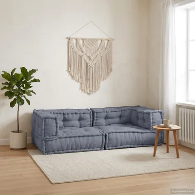 Image de Ensemble de canapés modulaires vidaXL, 3 pièces, gris, 140 x 70 x 36 cm, tissu
