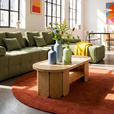 Immagine prodotto di Tavolino in MDF con effetto melaminico legno beige - Oviala Molly