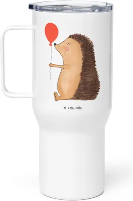 Produktbild von Mr. & Mrs. Panda Kaffee-to-go-Becher Igel Luftballon - Weiß - Geschenk, Herzlichen Glückwunsch, Teebecher, To-Go-Becher, Happy Birthday, Geburtstagskind, Lustige Sprüche