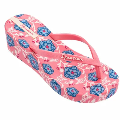 Produktbild von 82284 Ipanema Damen Plateau Sandalen pink/weiß – Floral Sommer Schuhe Gr. 37 – bequeme Badeschuhe mit Blumenmuster (Eine Nummer größer bestellen)