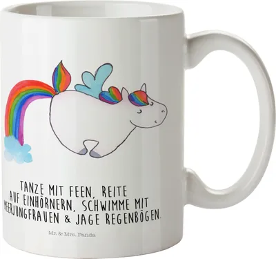 Produktbild von Mr. & Mrs. Panda Trinklernbecher Einhorn Fliegendes Pferd - Weiß - Geschenk, Kunststoffbecher, Regenbogen, Kindergarten Becher, Plastikbecher, Haferl, Spielen, Realität