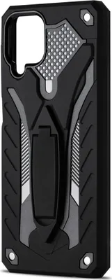 Produktbild von Mobigear Armor Stand  Samsung Galaxy A12 Hülle Hardcase Backcover Stoßfest mit Ständer - Schwarz