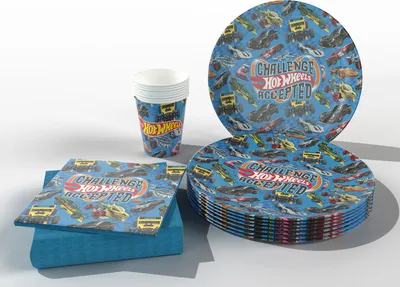 Produktbild von Hot Wheels Party-Set Einweggeschirr Autos 36-teilig Becher Teller Servietten
