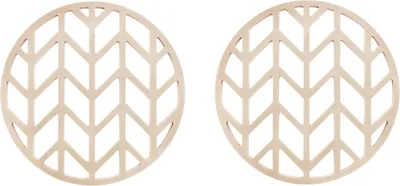 Produktbild von Krumble Topflappen - 2er Set - Topflappen hitzebeständig - Topflappen aus Silikon - Topflappen - Pfeilmuster - Durchmesser 14 - Beige