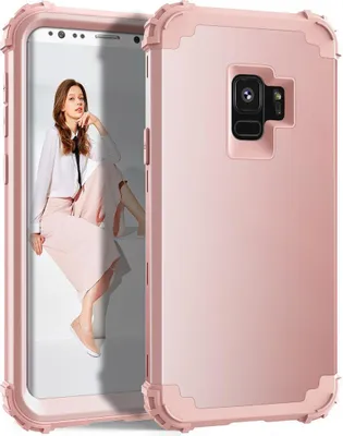 Image de Galaxy S9 Case, 3 in 1 Hybrid Rigid PC TPU Silicone, Shockproof Protective Case for Samsung Galaxy S9 Rose Gold