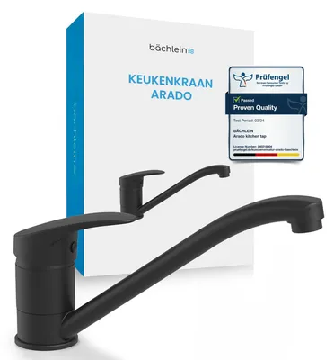 Küchenarmatur 360° drehbar, Matt Schwarz, Einhebelmischbatterie