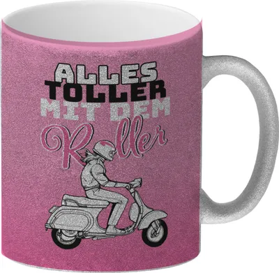Produktbild von Alles toller mit dem Roller Glitzer-Kaffeebecher Das witzige Design des