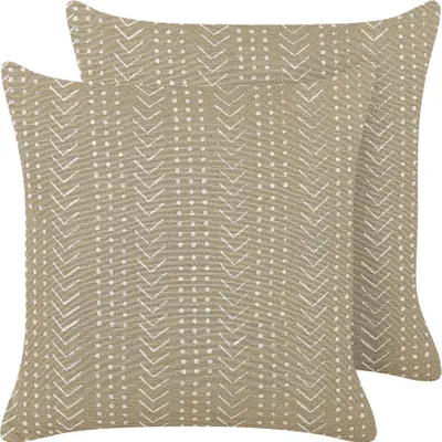 Zdjęcie produktu dla BELIANI 2 bawełniane poduszki szare bawełniane 45 x 45 cm nadruk geometryczny wzór boho poszewka