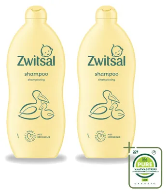 Image de 2 flacons de shampooing pour bébé Zwitsal à l'huile de coco - 700 ml - Lot de 2