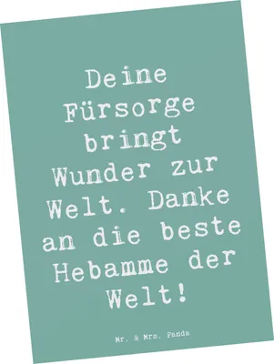 Produktbild von Mr. & Mrs. Panda Postkarte Spruch Beste Hebamme - Meeresbrise - Geschenk, Vertrauen, Danksagung, Aufmerksamkeit, Ansichtskarten, Hebammenliebe, Fotokarte, Danke, sagen