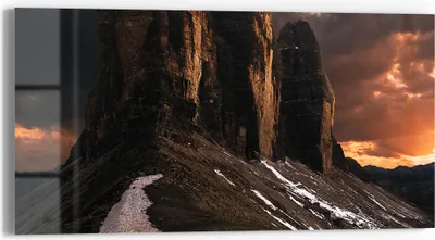 Produktbild von DEQORI Glasbild Echtglas 60x30 cm 'Bergdämmerung' Wandbild Bild modern Deko