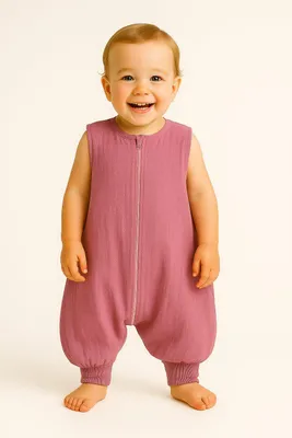 Produktbild von Musselin-Schlafsack für Kinder mit Beinen XL 2-4 Jahre Sommer TOG 1.0 - Retro Pink