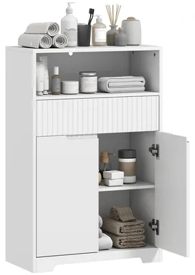 Immagine prodotto di HOMCOM Mobiletto Bagno da Pavimento con Cassetto e Ripiano Regolabile