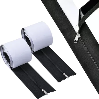 Obrázok produktu pre Samolepiace zipsy, 2 kusy, 213 x 7,6 cm, ochrana proti prachu pre dvere