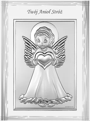 Image de Image d'ange gardien pour le baptême, cadeau de baptême argenté, 9x12 cm | Taille : 9x12 cm | Numéro d'article : BC6670F/2
