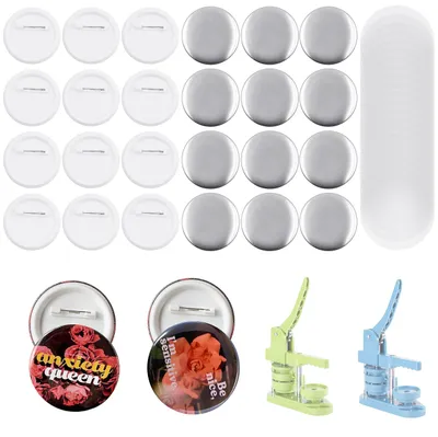 100 Stück 58 mm Blanko-Pin-Buttons, weiß, DIY-Badge-Set