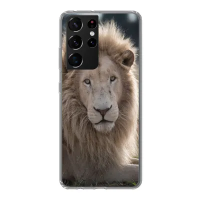 Produktbild von MuchoWow® Handyhülle Schutzhülle Hülle für Samsung Galaxy S21 Ultra Löwe - Tier - Weiß Silikon Softcase Handy Hülle - Mobiltelefon