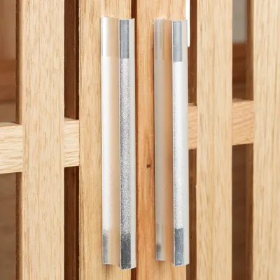 Produktbild von Relaxdays Waschbeckenunterschrank stehend, kleiner Unterschrank aus Walnuss, Badschrank mit Siphon-Ausschnitt, natur