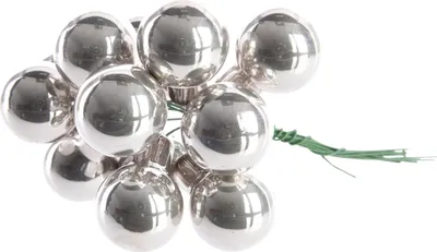 Produktbild von Weihnachtskugeln am Draht 2cm Glas 144 Stück - Silber glänzend