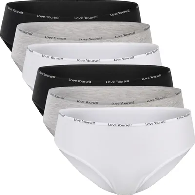 Produktbild von Bikini-Slips für Damen – Celodoro – Mit schmalem Ziergummiband und Schriftzug (6er-Pack) – Klassischer Mix