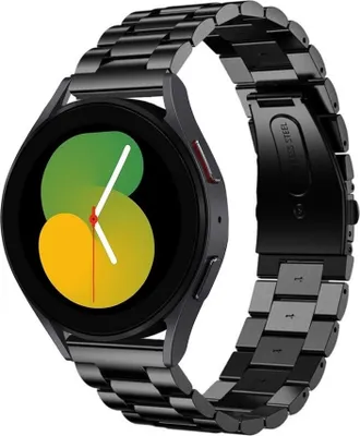 Produktbild von Strap-it Stahlarmband - Kompatibel mit Samsung Galaxy Watch 5 Armband 40mm Ersatzarmband Edelstahl - Faltschließe - Hochwertiges Material - für Smartwatch 20mm Armband Schwarz
