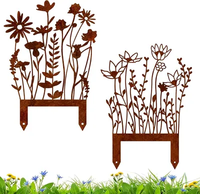 Imagen del producto de Clavos decorativos para jardín, color óxido, 2 unidades, resistentes a la intemperie, para jardín y balcón