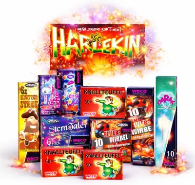 Immagine prodotto di Set per festeggiamenti di Capodanno - incl. stelle filanti, petardi e articoli per feste - set con 150 pezzi (Harlequin)