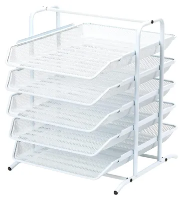 Image de Organisateur de bureau 5 compartiments - Récipient pour documents A4 - Rangement métallique - Organisation de bureau - Durable - Design moderne