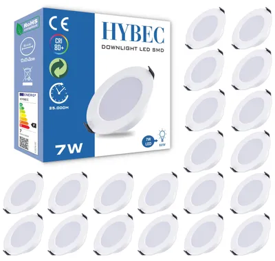 LED Einbau-Downlight 7W kaltweiß 6500K, 20 Stück, inkl. Treiber