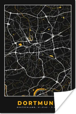Produktbild von MuchoWow® Poster Dortmund - Gold - Deutschland - Karte - Stadtplan 40x60 cm - Plakate für die Wand - Poster Babyzimmer