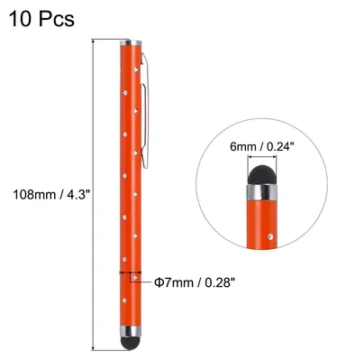 Produktbild von 10Stk Glitzer Strass Stylus Stifte fš¹r Touchscreens Universal Metall Kapazitiver Stift fš¹r Handy Alle Kapazitiven Touchscreen Ger?te Orange
