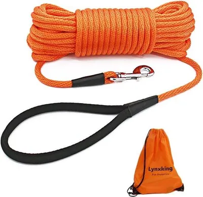 Produktbild von Trainingsstrecke für Reflexhunde 15 m mit Nylon-Seilsicherung für verschiedene Größen Hunde mit Karabinerhaken und Ergonomiegriff