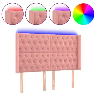 Produktbild von vidaXL LED Kopfteil Rosa 163x16x118/128 cm Samt