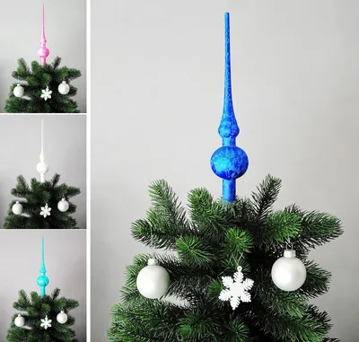 Produktbild von JACK Christbaumspitze Spitze Glas 28cm Eislack Glanz Matt Baumspitze Mundgeblasen Box, Farbe:Meerblau