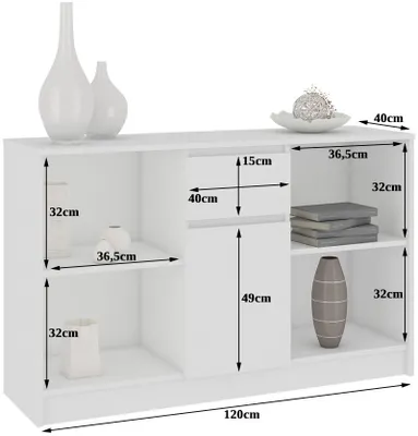 Zdjęcie produktu dla AKORD Furniture Factory OP0LKOMBIA010, Biały, 1 szuf., Matowy, 6 pół., 1 drzw., 16 mm
