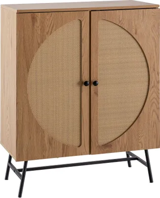 Zdjęcie produktu dla Komoda dębowa wiklinowa do salonu 80 cm szafka