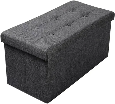 Obrázok produktu pre Úložný taburet s priestorom a vekom | Tmavosivá farba | 76 x 37,5 x 38 cm