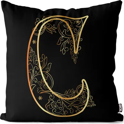 Produktbild von VOID C Buchstabe Floral Vintage Kissenbezug Kissenhülle Sofakissen Kissen Deko Outdoor-Kissen Dekokissen
