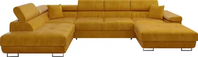 Produktbild von MIRJAN24 Wohnlandschaft Torezio Bis, Stilvoll Eckcouch mit Bettkasten und Schlaffunktion, Einstellbare Kopfstützen, 346x203x70-90 cm (Farbe: Wave 05, Seite: Links)