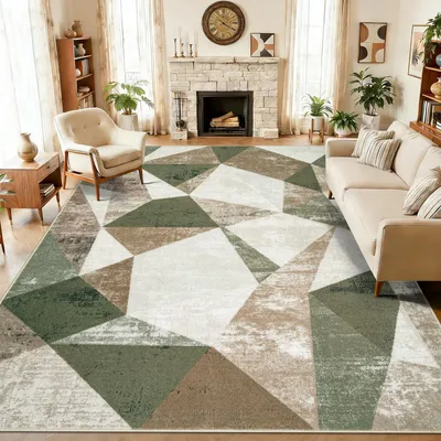 Obrázek produktu pro Pratelný koberec 160 x 230 cm, Moderní geometrický koberec do obývacího pokoje