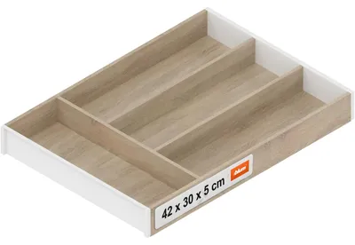 Productafbeelding van Blum Ambia-Line bestekhouder, geschikt voor bestekdozen, afmetingen 425x300x50mm, uitvoering: Bardolino eikenhout, staal